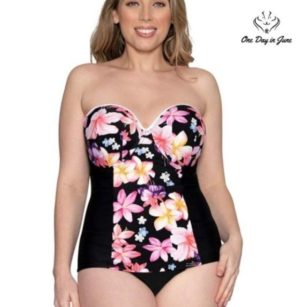 Curvy Kate Standard Tropicana Bandeau Tankini Top Swimsuit Size 34DDD